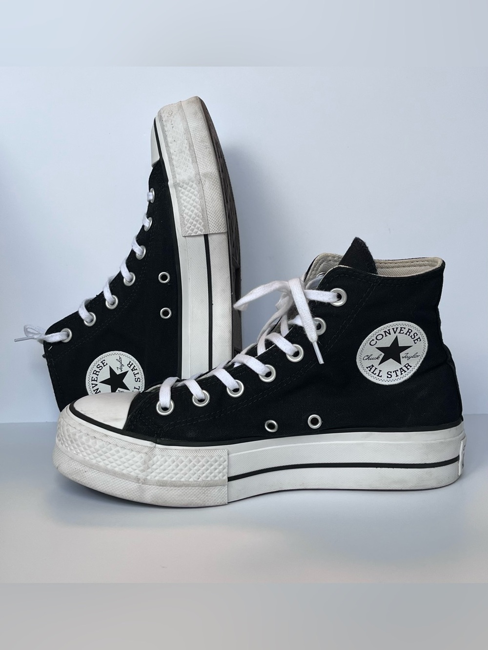 CONVERSE Chuck Taylor All Star High Top Platform Black Sneakers Women’s Size 7.5 - Picture 7 of 10